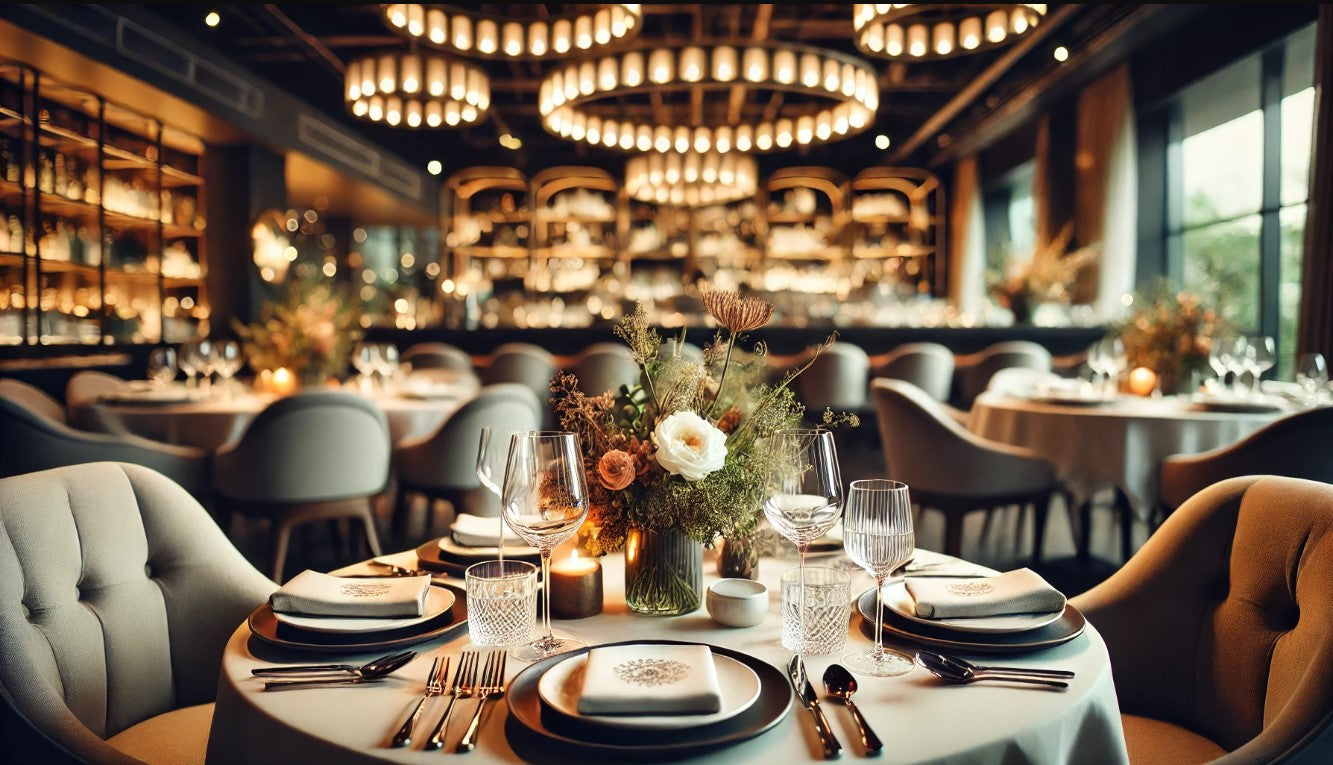 An elegant fine dining restaurant setting in Auckland, featuring beautifully plated dishes and a sophisticated ambiance.